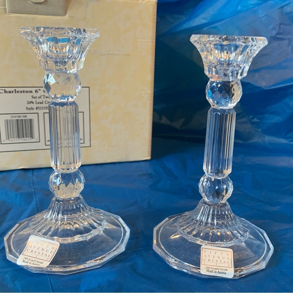 Fifth ave. Crystal candlesticks (NIB)